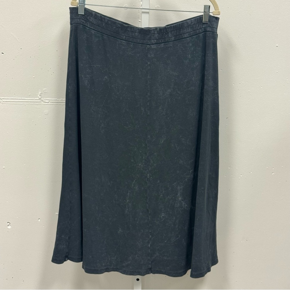 Pure‎ Acid Wash Minimalist Ribbed A-line Charcoal A-Line Midi Skirt Gray Sz 14